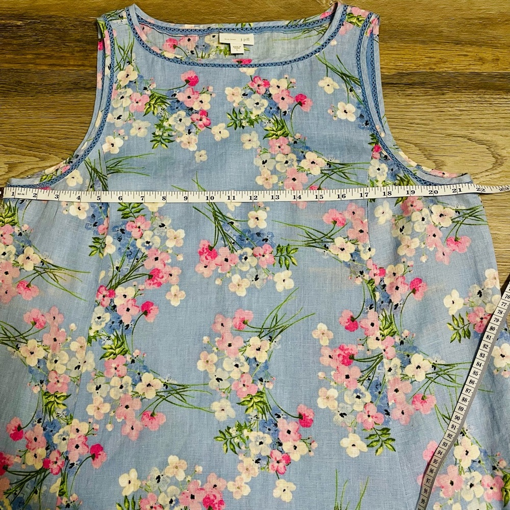 J. Jill Light Blue Floral dress 100% linen - Picture 5 of 6